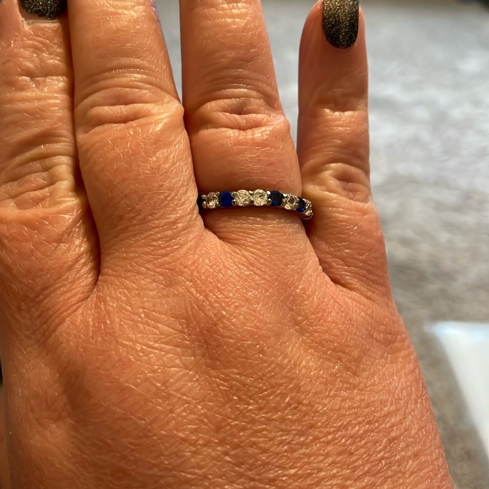 Sapphire and clear eternity ring Size 10